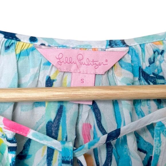 Lilly Pulitzer Willa Tunic Blouse Top in Serene Blue Tippy Top Size S - Picture 7 of 8